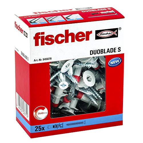 Fischer Duoblade S 545676 - Tacos de yeso autoperforante, incluye tornillos, tacos para placas de yeso, tacos para placas ligeras, tacos para paneles de yeso, 25 unidades, Rojo