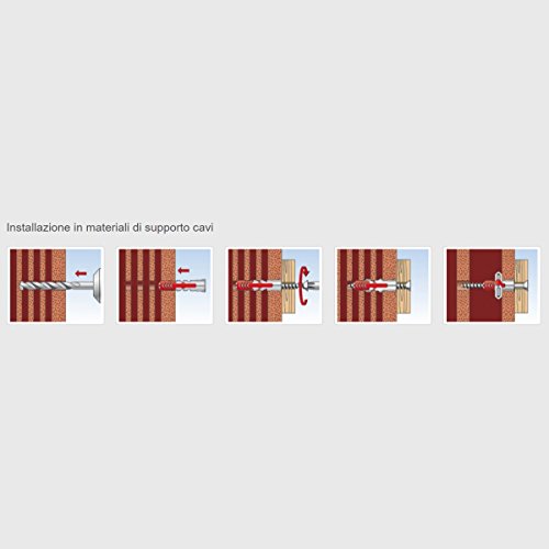 Fischer Kit fixtainer, 80 tacos universales con tornillo, para montaje sobre pared Pieno, ladrillo perforado, yeso y hormigón móvil, 544546