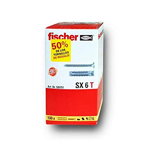 fischer SX T (Caja Tacos + 100, 520751, 6x30 (taco + tornillos) fischer SX T (Caja Tacos + 100, 520751, 6x30 (taco + tornillos)
