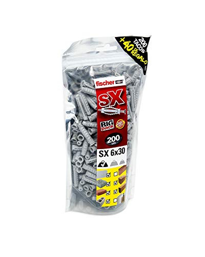 fischer Taco SX 6x30-(Bolsa de 200 40 Ud. Gratis), 519332, Gris fischer Taco SX 6x30-(Bolsa de 200 40 Ud. Gratis), 519332, Gris