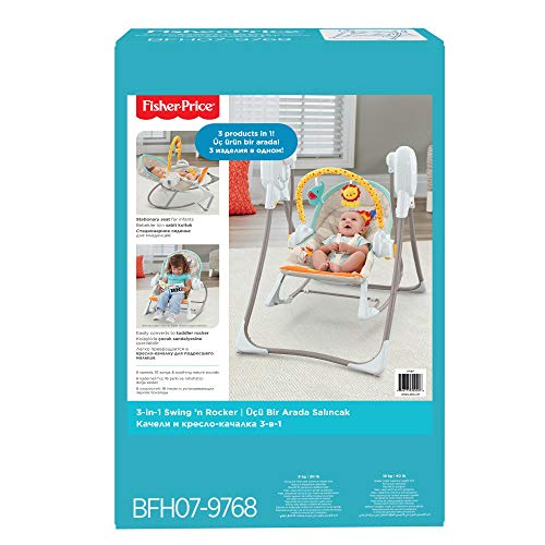 Fisher-Price Columpio hamaca 3 en 1, para bebé recién nacido (Mattel BFH07)