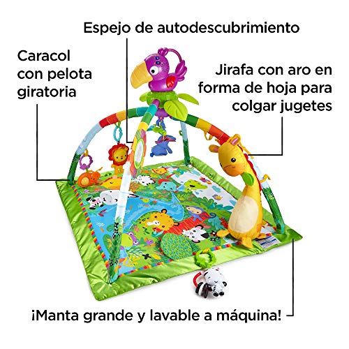 Fisher-Price - Gimnasio Deluxe Animalitos de la Selva, Manta de Juego Bebé (Mattel DFP08), Embalaje estándar