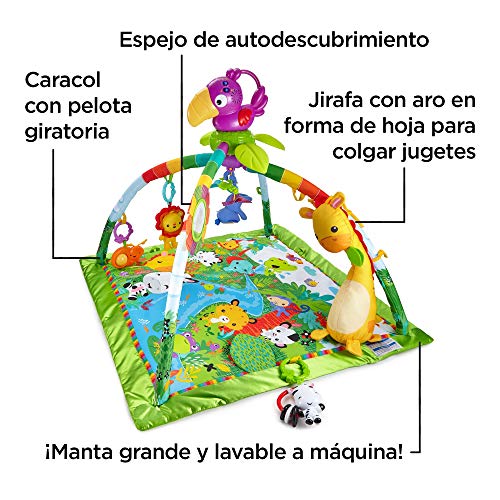 Fisher-Price - Gimnasio Deluxe Animalitos de la Selva, Manta de Juego Bebé (Mattel DFP08), Embalaje estándar Fisher-Price - Gimnasio Deluxe Animalitos de la Selva, Manta de Juego Bebé (Mattel DFP08), Embalaje estándar