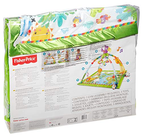 Fisher-Price - Gimnasio Deluxe Animalitos de la Selva, Manta de Juego Bebé (Mattel DFP08), Embalaje estándar