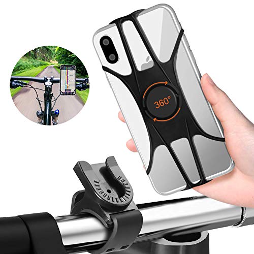 FISHOAKY Soporte Movil Bici, Porta Movil Bicicleta, 360 Rotación Desmontable Soporte Movil Bicicleta, Soporte Universal Manillar de Silicona para Bicicleta Motocicleta, para 4"-6.5" Smartphone