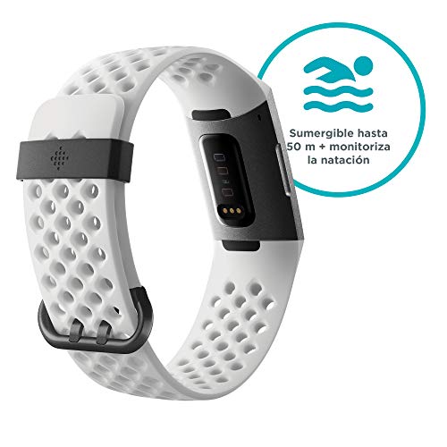 Fitbit Charge 3 Pulsera Avanzada de Salud y Actividad física, Unisex-Adult, Blanco Hielo/Aluminio Color Grafito, Talla Unico
