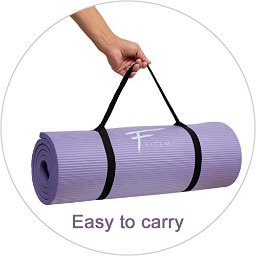 Fitem Colchoneta Ultragruesa de Espuma Cómoda Alta Densidad NBR - 183 x 60 x 1,5 cm o 1 cm - Para Gimnasia - Yoga - Deportes - Fitness - Pilates - Entrenamiento de Fuerza - Correa de Transporte Incluida