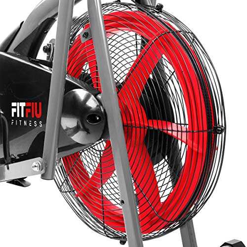 FITFIU Fitness BELI-150 Bicicleta elíptica con resistencia por aire, sillín regulable y pantalla LCD multifunción, Máquina fitness para entrenamiento de resistencia y cardio