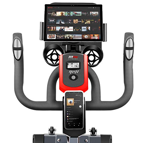 FITFIU Fitness BESP-100 Bicicleta indoor con disco de inercia de 16kg y resistencia regulable, Bici de entrenamiento fitness con sillín ajustable, pulsómetro y pantalla LCD