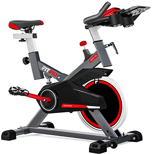 FITFIU Fitness BESP-100 Bicicleta indoor con disco de inercia de 16kg y resistencia regulable, Bici de entrenamiento fitness con sillín ajustable, pulsómetro y pantalla LCD