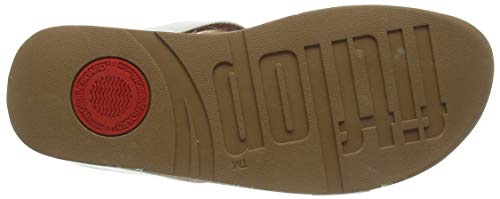 FitFlop Fino H Bar Slide-Textured Circles, Sandalias de Punta Descubierta Niñas, Blanco (Ss20 Jet Stream 031), 36 EU