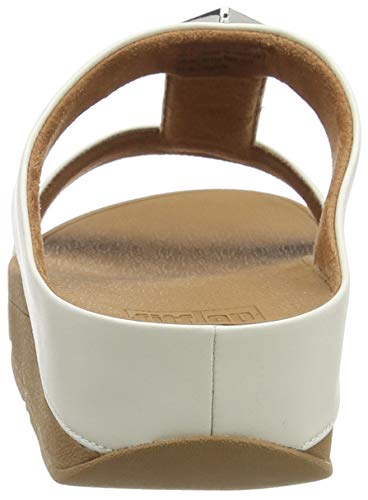 FitFlop Fino H Bar Slide-Textured Circles, Sandalias de Punta Descubierta Niñas, Blanco (Ss20 Jet Stream 031), 36 EU