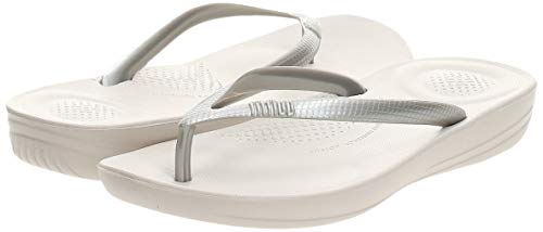 FitFlop Iqushion Ergonomic Flip-Flops, Chanclas Mujer, Silver (Silver 011), 37 EU