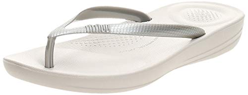 FitFlop Iqushion Ergonomic Flip-Flops, Chanclas Mujer, Silver (Silver 011), 37 EU