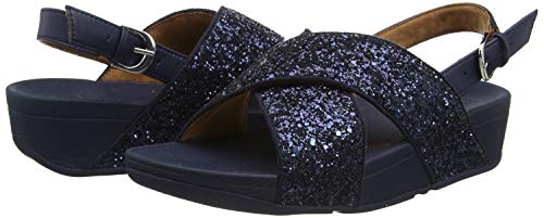 FitFlop Lulu Glitter Back-Strap Sandals, Sandalias de Punta Descubierta Mujer, Blue Midnight Navy 399, 39 EU