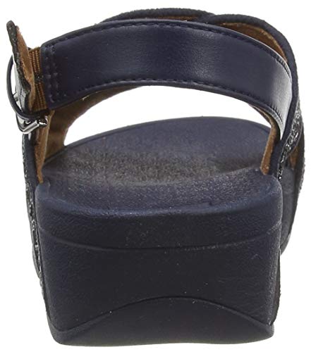 FitFlop Lulu Glitter Back-Strap Sandals, Sandalias de Punta Descubierta Mujer, Blue Midnight Navy 399, 39 EU