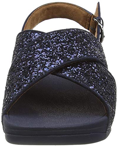 FitFlop Lulu Glitter Back-Strap Sandals, Sandalias de Punta Descubierta Mujer, Blue Midnight Navy 399, 39 EU