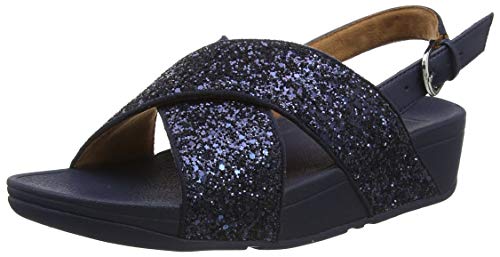 FitFlop Lulu Glitter Back-Strap Sandals, Sandalias de Punta Descubierta Mujer, Blue Midnight Navy 399, 39 EU