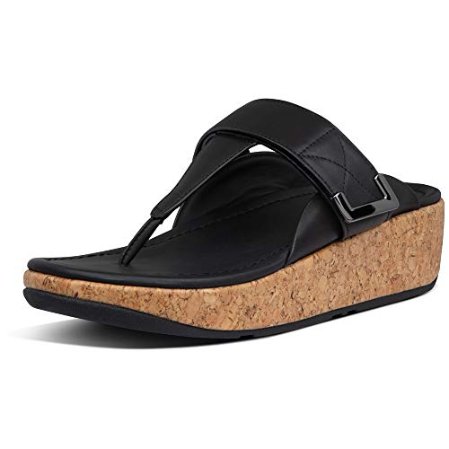 Fitflop Remi Adjustable Toe-Thongs, Sandalias Planas Women's, Todo Negro, 41 EU