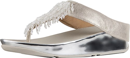 FitFlop Rumba Toe-Thong Sandals, Chanclas Mujer, Plateado (Metallic Silver 527), 38 EU