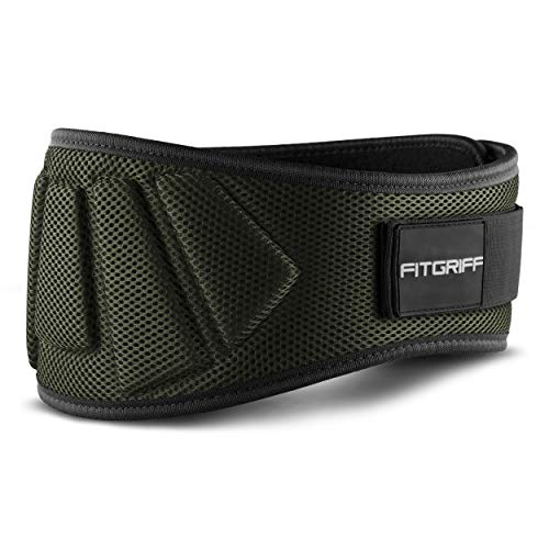 Fitgriff® Cinturón Gym V1 - Cinturon Gimnasio, Musculación, Halterofilia, Crossfit, Levantamiento Pesas, Fitness - Mujeres y Hombres - Green XX-Large