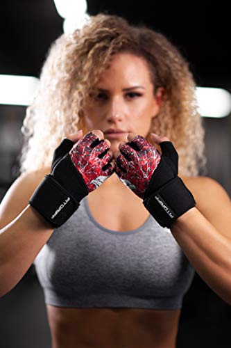 Fitgriff® Guantes de Gimnasio V2 para Hombre y Mujer - Antideslizante Guantes para Crossfit, Gym, Fitness, Entrenamiento y Pesas - Protección de la Palma (Red, 7)