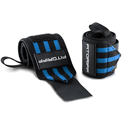 Fitgriff® Muñequeras Gym, Crossfit, Deportivas, Musculación, Gimnasio, Calistenia, Wrist Wraps - Mujeres y Hombres - Black/Blue