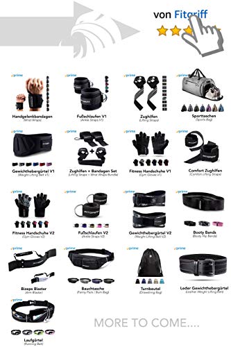 Fitgriff® Straps Powerlifting, Levantamiento de Pesas, Agarres para Gym, Agarraderas Gimnasio, Peso Muerto - Lifting Straps - Mujeres y Hombres - Black Fitgriff® Straps Powerlifting, Levantamiento de Pesas, Agarres para Gym, Agarraderas Gimnasio, Peso Muerto - Lifting Straps - Mujeres y Hombres - Black