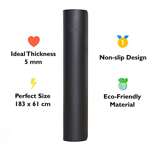Fitindoor Minimalista Esterilla Yoga Antideslizante Caucho Natural Alfombrilla de Yoga Esterilla Pilates Esterilla Deporte 183cm x 61cm 5mm Fitindoor Minimalista Esterilla Yoga Antideslizante Caucho Natural Alfombrilla de Yoga Esterilla Pilates Esterilla Deporte 183cm x 61cm 5mm