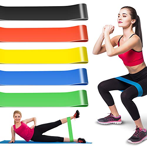 Fitness Bandas, Bandas Elasticas Fitness con 5 Niveles Ejercicios, Bandas Elasticas, Goma Elastica Fitness, Cintas Elasticas Musculacion, Gimnasia banda para Yoga Pilates Crossfit Estiramientos Fuerza