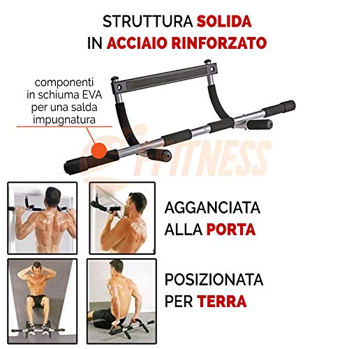 Fitness, FFITNESS Door Gym Steel Unisex Adulto, Negro-Silver, Talla Única