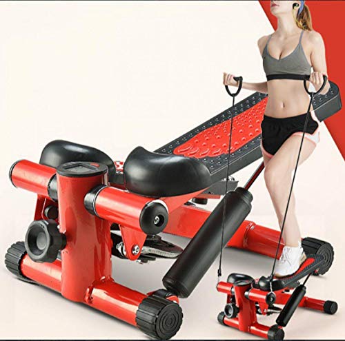 Fitness twist stepper, máquina de adelgazamiento femenina, equipo de fitness multifuncional escalonado con potentes bandas de entrenamiento de resistencia de brazo de empuje hidráulico doble, para e
