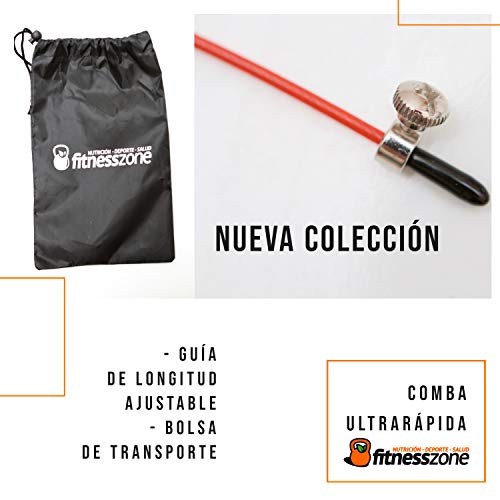 Fitness Zone | Cuerda para Saltar Alta Velocidad| Comba Crossfit Ajustable para Mujer y Hombre | Speed Rope Profesional para Ejercicios, Boxeo, Fitness, Gimnasia | con Rodamientos Ligeros y Rápidos