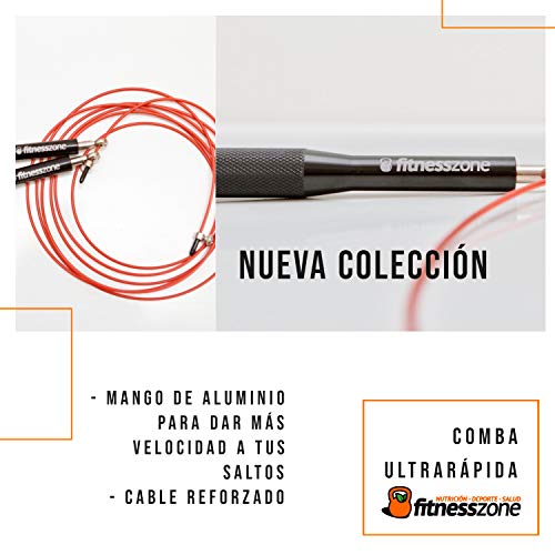 Fitness Zone | Cuerda para Saltar Alta Velocidad| Comba Crossfit Ajustable para Mujer y Hombre | Speed Rope Profesional para Ejercicios, Boxeo, Fitness, Gimnasia | con Rodamientos Ligeros y Rápidos