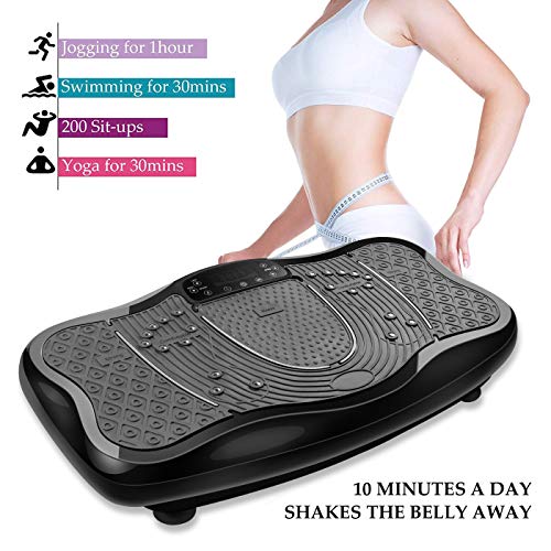 FITTIME Plataforma Vibratoria de Masaje con Motor Silencioso de 200W y Altavoz Bluetooth Complemento Deportivo Multifunción para Adelgazar Tonificar y Relajar Músculos sin Esfuerzo ni Sudor