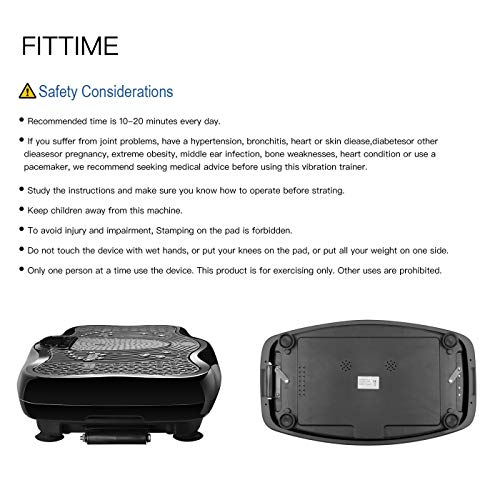 FITTIME Plataforma Vibratoria de Masaje con Motor Silencioso de 200W y Altavoz Bluetooth Complemento Deportivo Multifunción para Adelgazar Tonificar y Relajar Músculos sin Esfuerzo ni Sudor