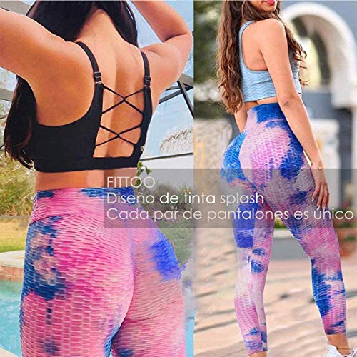 FITTOO Leggings Push Up Mujer Mallas Pantalones Deportivos Alta Cintura Elásticos Yoga Fitness #1 Azul& Rosa S FITTOO Leggings Push Up Mujer Mallas Pantalones Deportivos Alta Cintura Elásticos Yoga Fitness #1 Azul& Rosa S