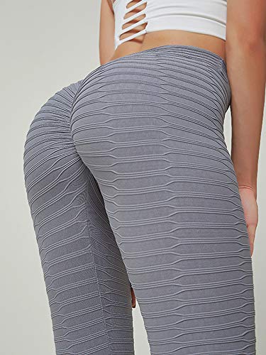 FITTOO Leggings Push Up Mujer Mallas Pantalones Deportivos Alta Cintura Elásticos Yoga Fitness #2 Gris Claro Mediana