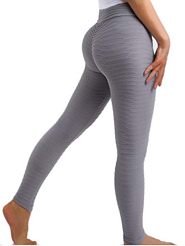 FITTOO Leggings Push Up Mujer Mallas Pantalones Deportivos Alta Cintura Elásticos Yoga Fitness #2 Gris Claro Mediana