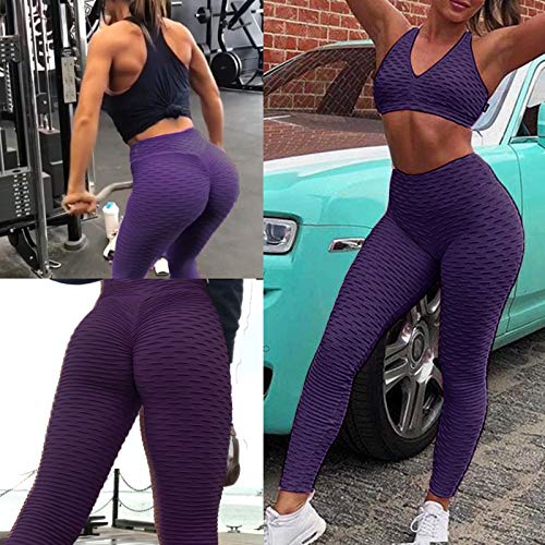 FITTOO Leggings Push Up Mujer Mallas Pantalones Deportivos Alta Cintura Elásticos Yoga Fitness Morado L FITTOO Leggings Push Up Mujer Mallas Pantalones Deportivos Alta Cintura Elásticos Yoga Fitness Morado L