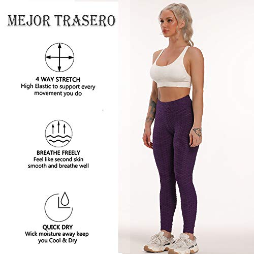 FITTOO Leggings Push Up Mujer Mallas Pantalones Deportivos Alta Cintura Elásticos Yoga Fitness Morado L FITTOO Leggings Push Up Mujer Mallas Pantalones Deportivos Alta Cintura Elásticos Yoga Fitness Morado L