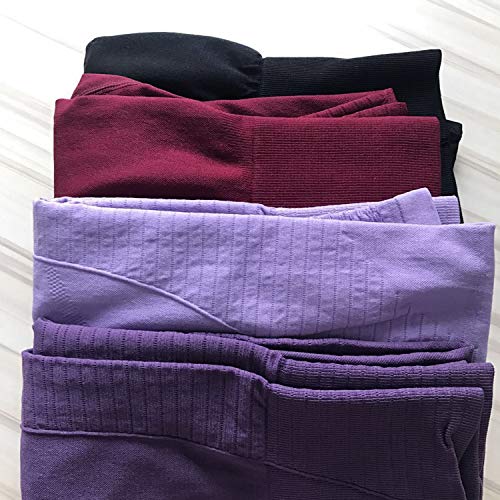 FITTOO Leggings Sin Costuras Corte de Malla Mujer Pantalon Deportivo Alta Cintura Yoga Elásticos Fitness Seamless #1 Morado Claro Medium