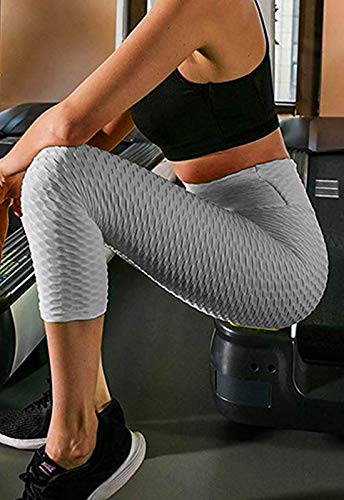 FITTOO Mallas 3/4 Leggings Capris Mujer Pantalones Yoga Alta Cintura Elásticos Super Suave #1 Gris L FITTOO Mallas 3/4 Leggings Capris Mujer Pantalones Yoga Alta Cintura Elásticos Super Suave #1 Gris L