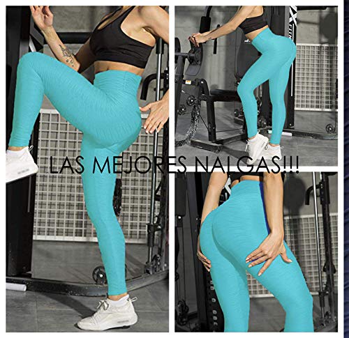 FITTOO Mallas Leggings Mujer Pantalones Deportivos oga Alta Cintura Elásticos Transpirables Azul L