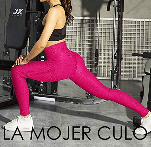 FITTOO Mallas Leggings Mujer Pantalones Deportivos oga Alta Cintura Elásticos Transpirables Rosa Fucsia L