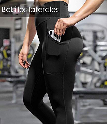 FITTOO Mallas Leggings Mujer Pantalones Deportivos Yoga Alta Cintura Elásticos Transpirables Negro M