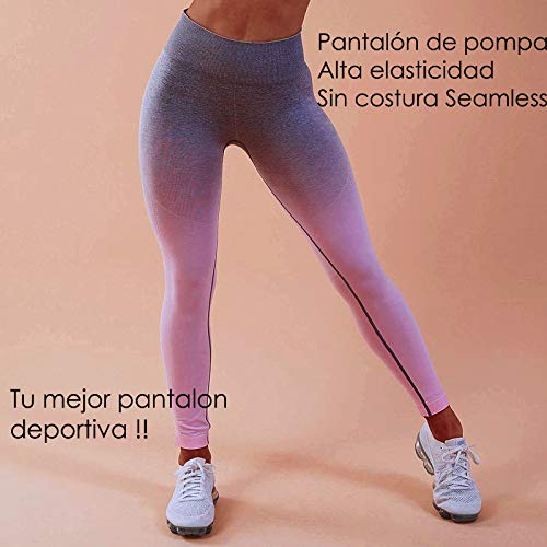 FITTOO Mallas Leggings Mujer Pantalones Deportivos Yoga Alta Cintura Elásticos y Transpirables Rosa 2XL&3XL