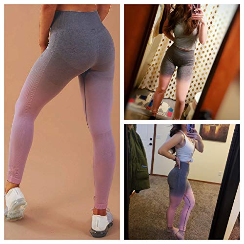 FITTOO Mallas Leggings Mujer Pantalones Deportivos Yoga Alta Cintura Elásticos y Transpirables Rosa 2XL&3XL