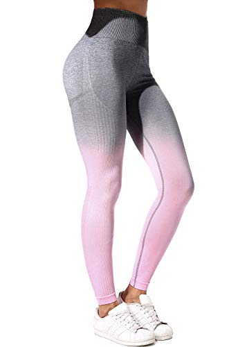 FITTOO Mallas Leggings Mujer Pantalones Deportivos Yoga Alta Cintura Elásticos y Transpirables Rosa 2XL&3XL