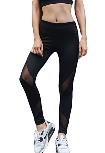 FITTOO Mallas Leggings Mujer Yoga de Alta Cintura Elásticos y Transpirables para Yoga Running Fitness36k #6 Negro Medium